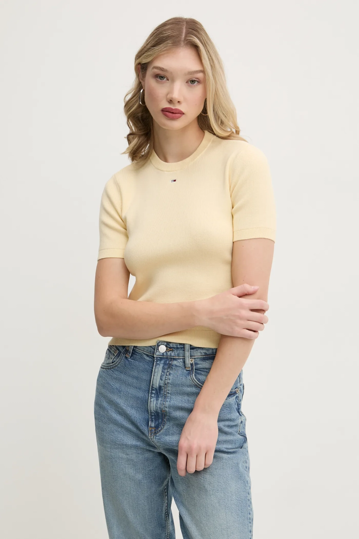 

Хлопковый свитер Tommy Jeans, желтый