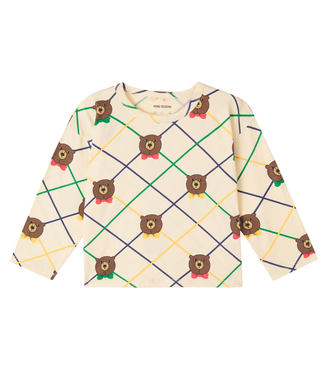 

Футболка Bear Check из хлопкового джерси Mini Rodini, Off-White