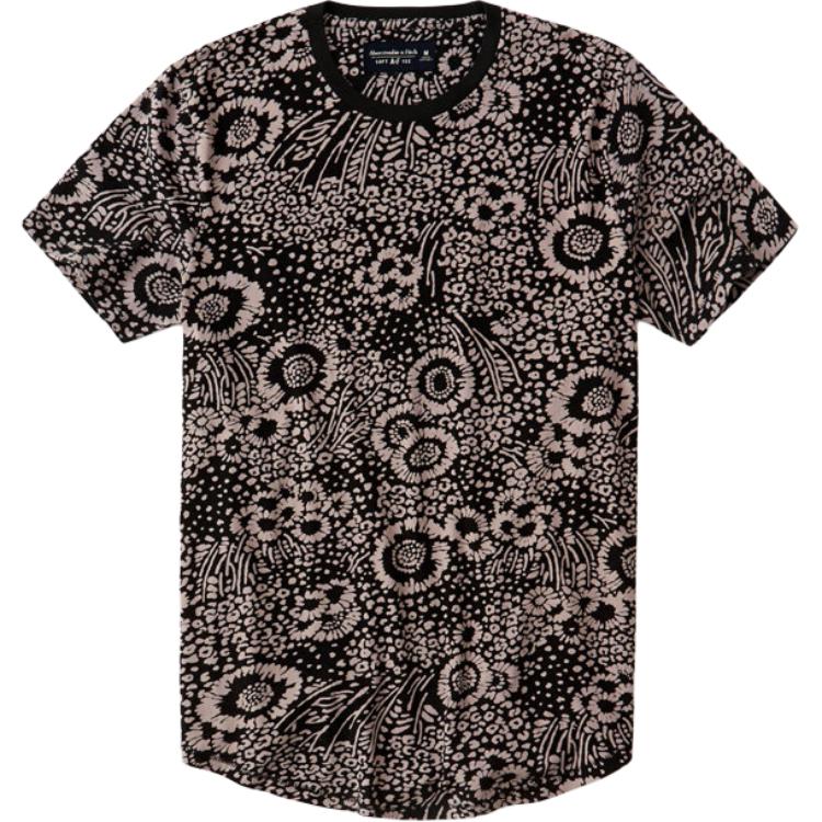 

Abercrombie＆Fitch Футболка мужская black floral, Черный, Abercrombie＆Fitch Футболка мужская black floral