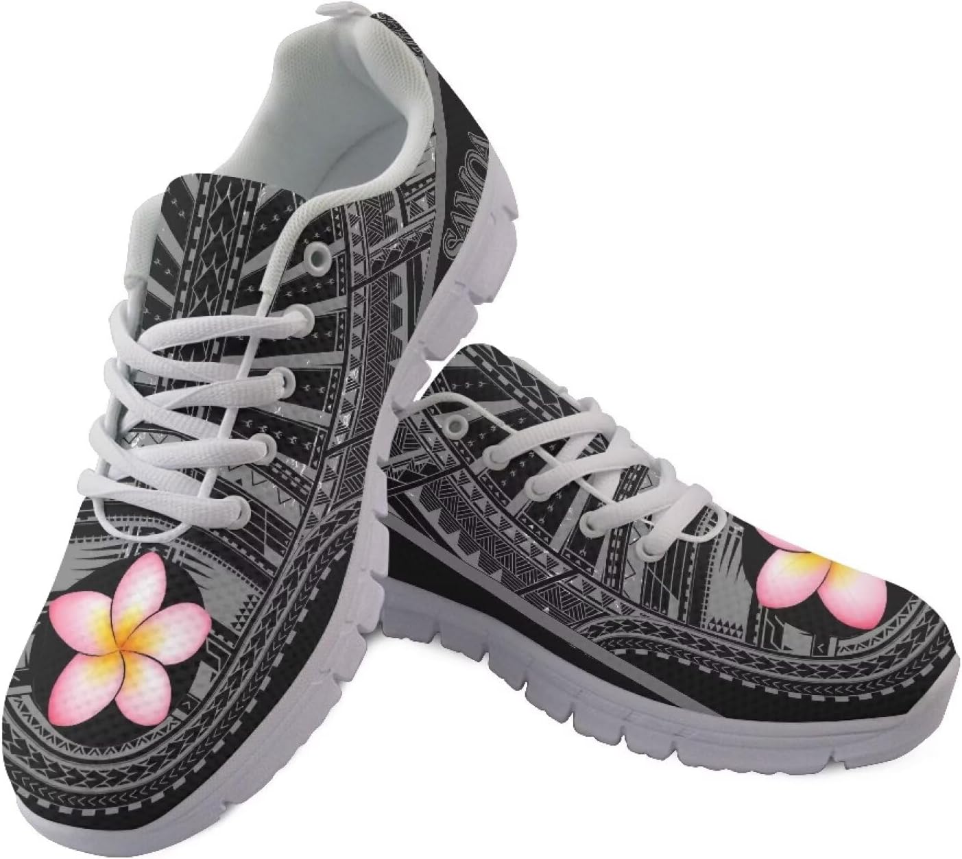 

Кроссовки для ходьбы и бега AmzPrint с гавайским полинезийским племенным принтом, для мужчин, серый