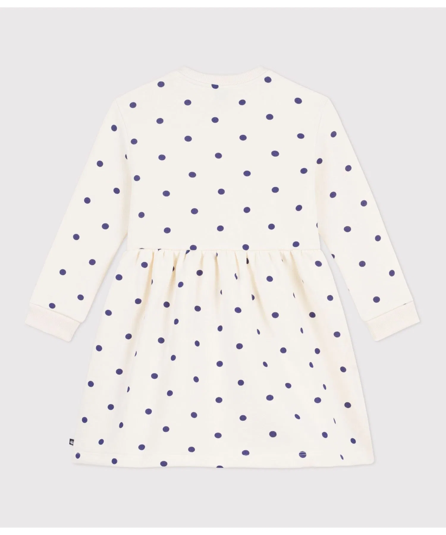Детское платье в горошек с начесом PETIT BATEAU синее — фото 2