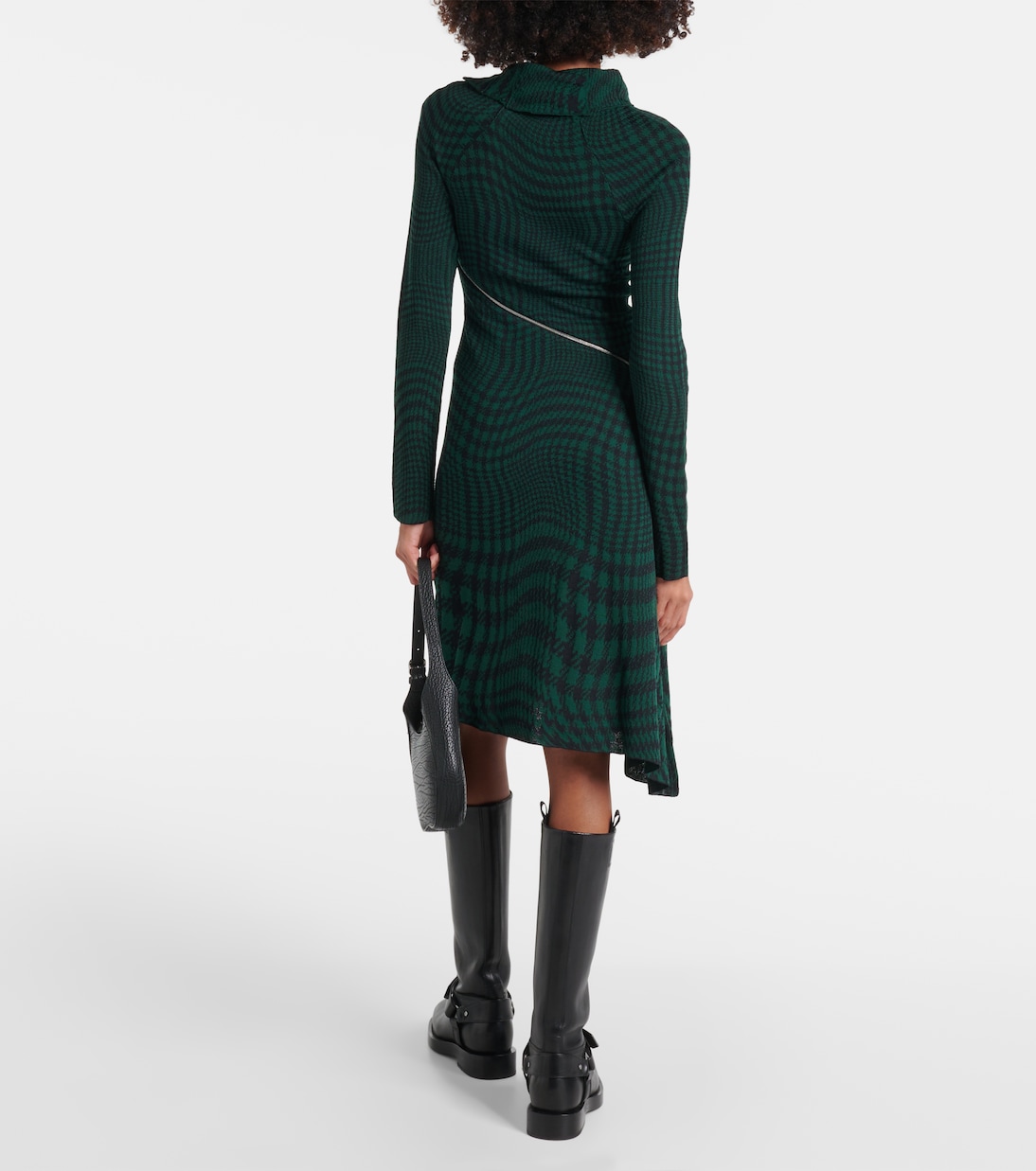 Платье Burberry, миди, клетка Ivy Ip Pattern, шерсть/вискоза, коричневый — фото 3