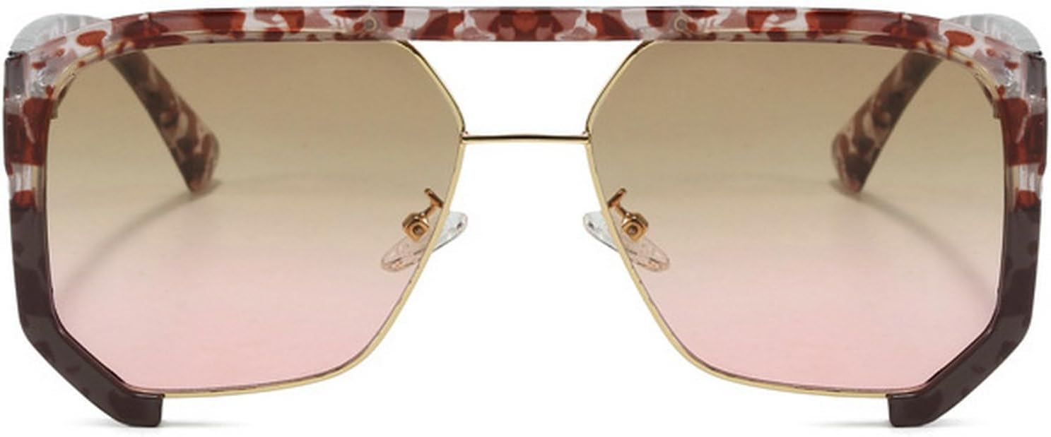 

Крупные квадратные солнцезащитные очки для женщин, модные очки с двойной перемычкой, квадратные солнцезащитные очки для женщин и мужчин, винтажные солнцезащитные очки с градиентным переходом mincl, Red Leopard