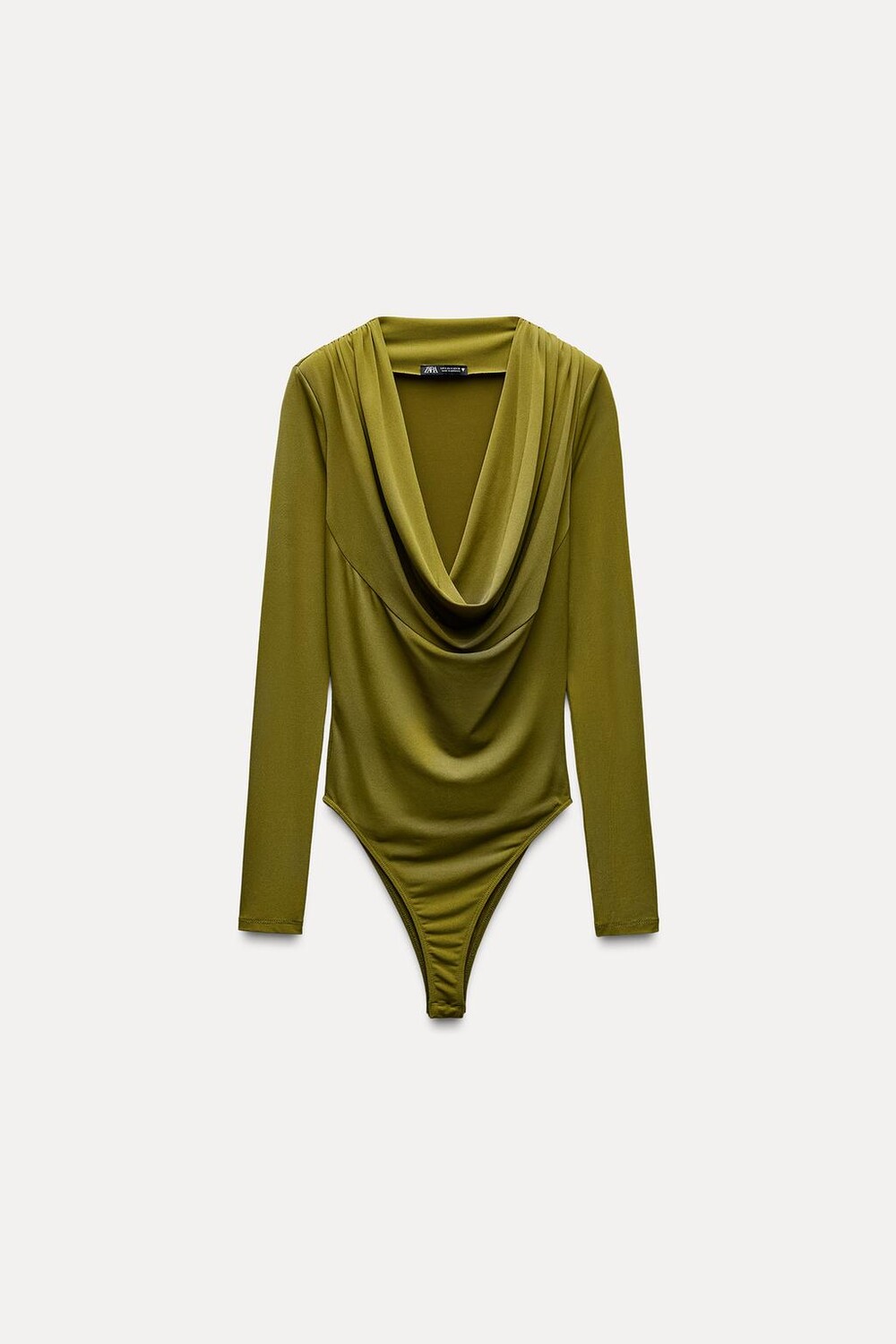 

Драпированное боди с подплечниками ZARA, фисташковый