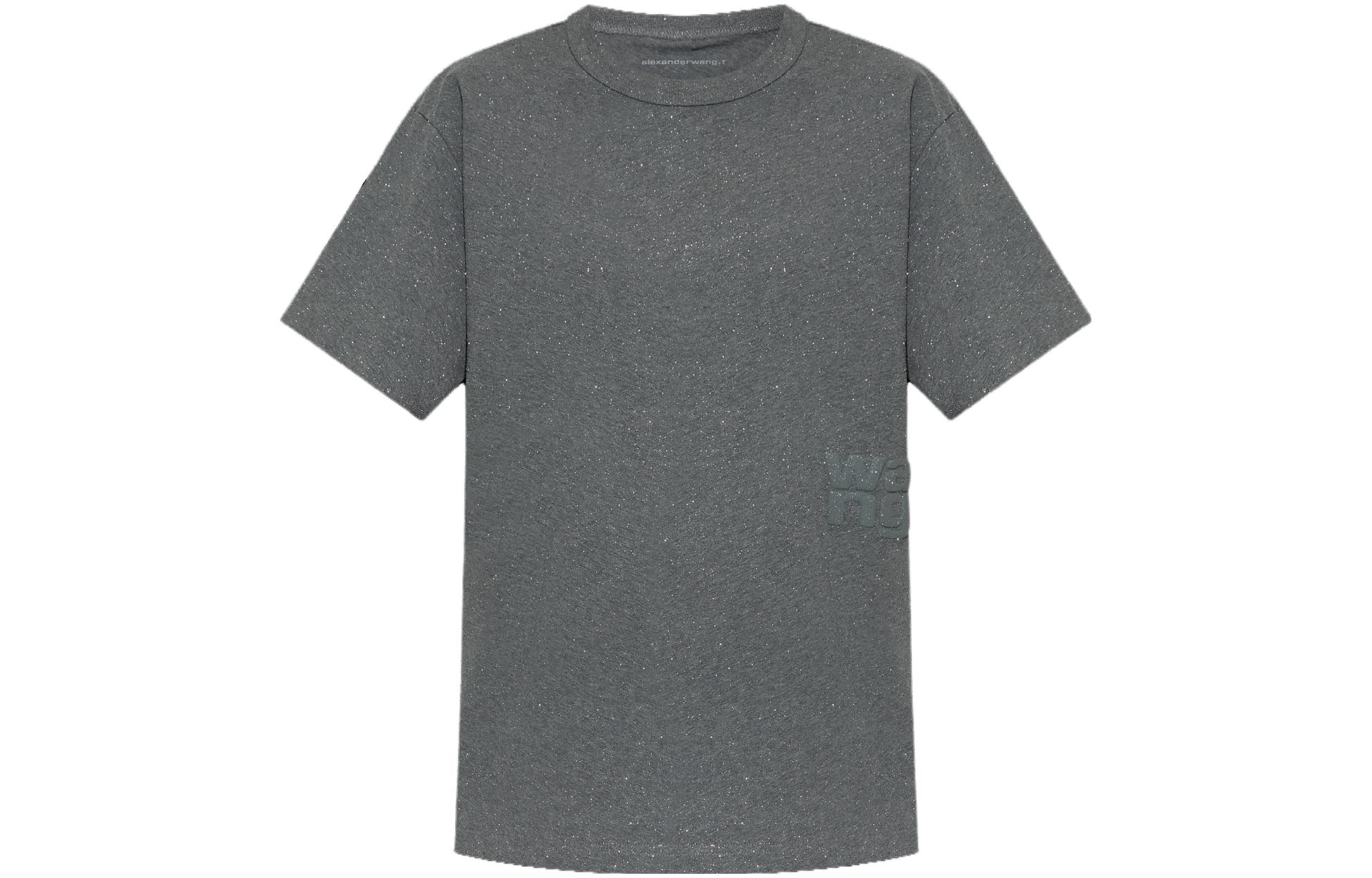 

Футболка с круглым вырезом и детальным логотипом Alexander Wang, Medium Gray