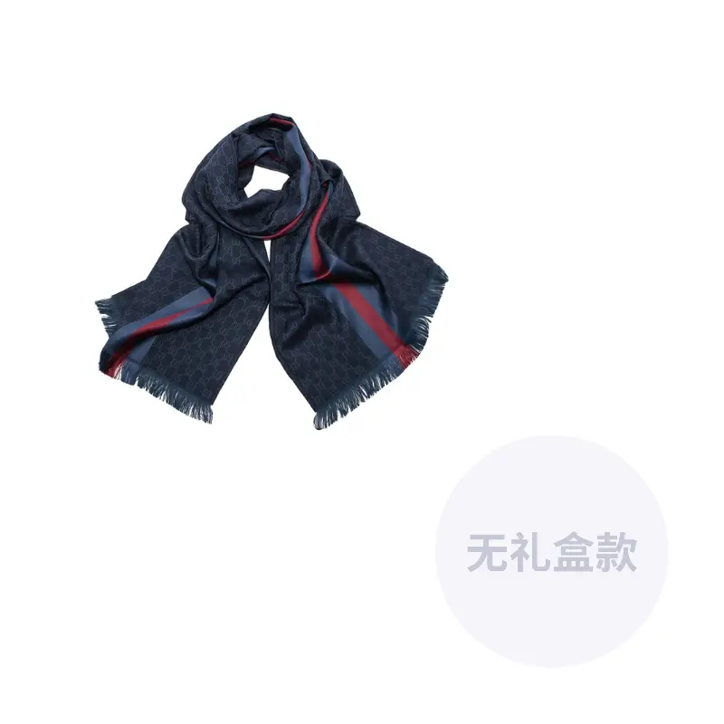 

Мужской вязаный шарф из шерсти и шелка Gucci, темный синий