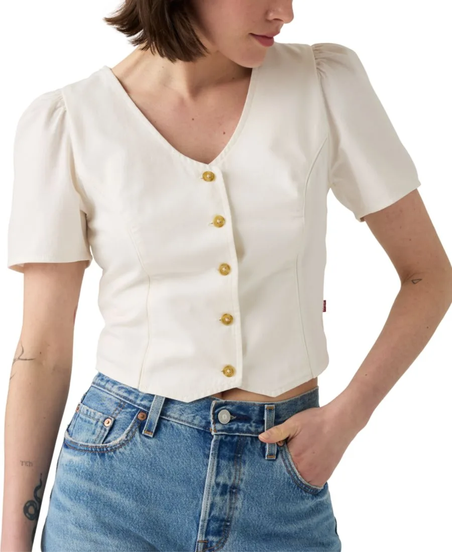 Женская хлопковая джинсовая блузка Moxie с коротким рукавом Levi's, Another Flurry — фото 2