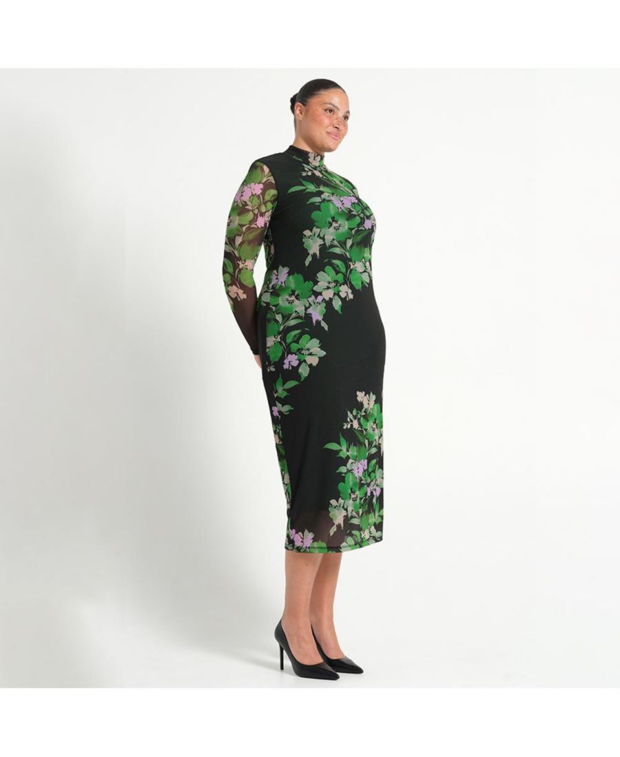 

Платье Fiora с длинными рукавами из сетчатой ткани больших размеров ESTELLE, Ivy fleur