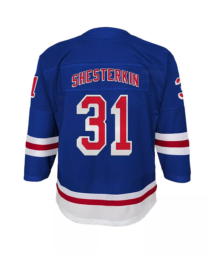 Синяя домашняя игровая джерси New York Rangers Premier для больших мальчиков и девочек Igor Shesterkin Outerstuff — фото 2