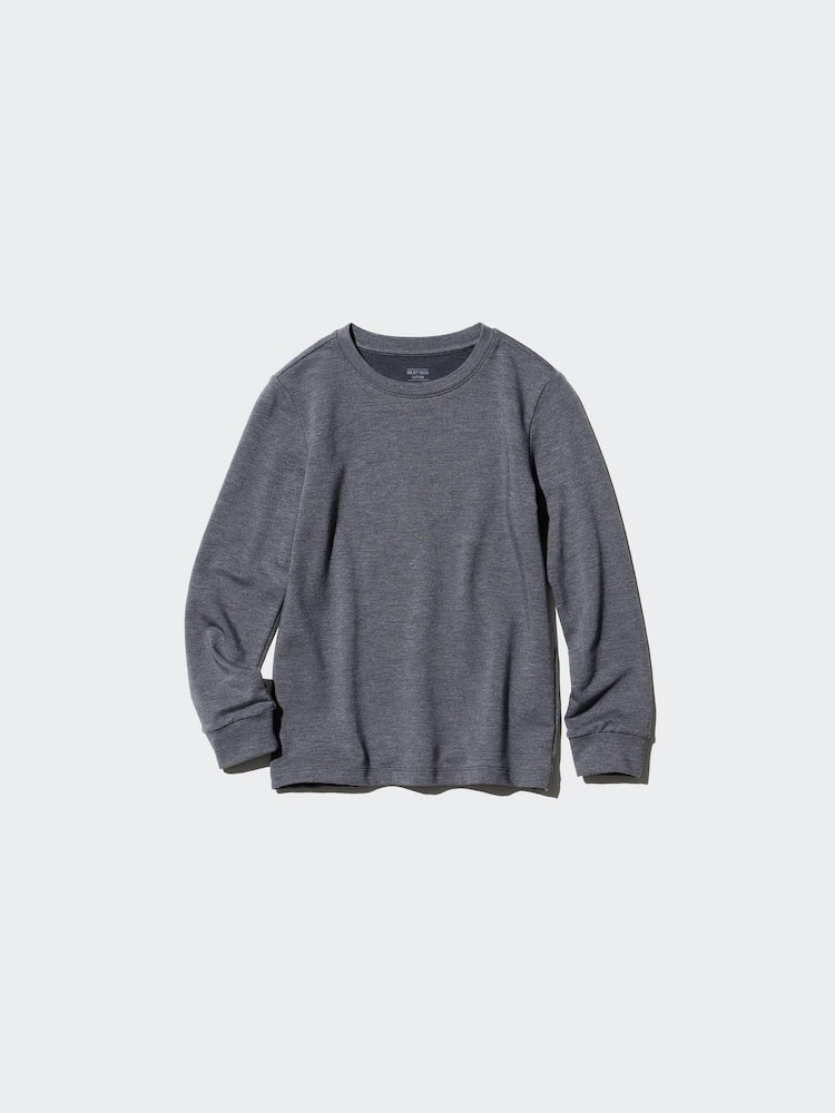 Футболка Heattech из хлопка с круглым вырезом, очень теплая Uniqlo, цвет 08 серый — фото 2