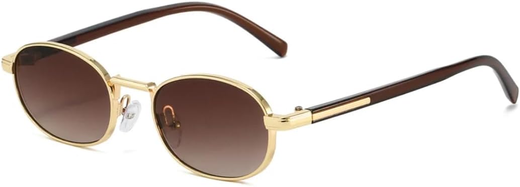 

Ретро маленькие овальные металлические солнцезащитные очки для женщин, защита от УФ-излучения UV400, модные серебристые градиентные очки для мужчин, панк-солнцезащитные очки TVTBBVV, Gold Tea