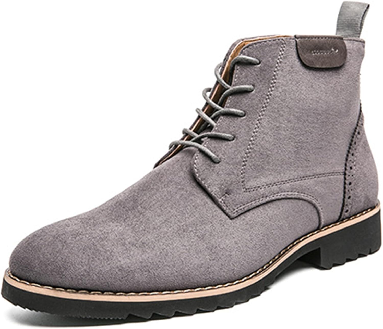 

Мужские замшевые кожаные ботинки GHIBHNA Chukka на шнуровке, удобные с округлым носком, невысоким массивным каблуком, противоскользящие, деловые ботинки до щиколотки, подходят для вождения и работы, серый