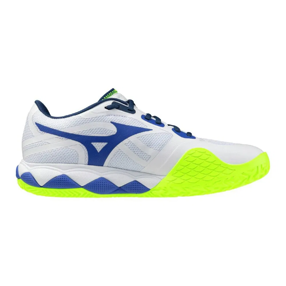 Унисекс кроссовки для тенниса «Wave Enforce Tour 2 OC» от Mizuno, White X Blue X Yellow — фото 3