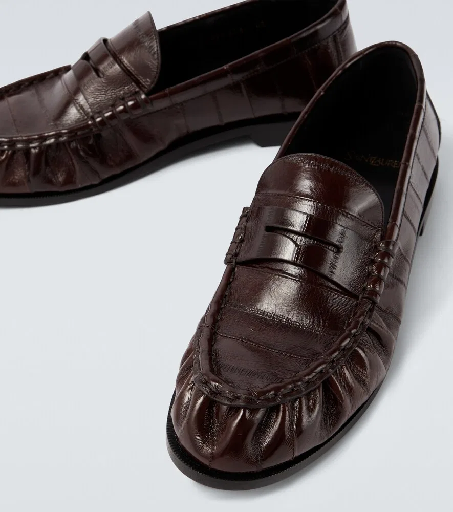 Лоферы Le Loafer из кожи угря Saint Laurent, коричневый — фото 3
