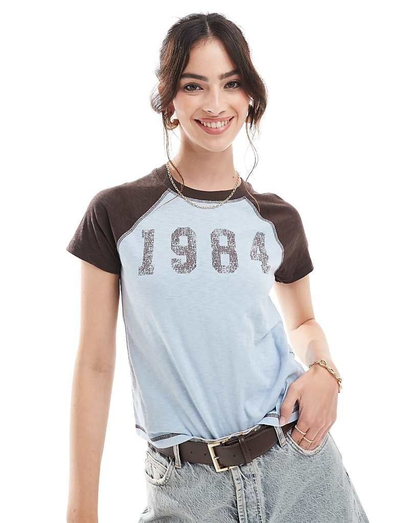 

Приталенная футболка с рукавами реглан Superdry Athletic Essentials синего цвета/темного шоколада