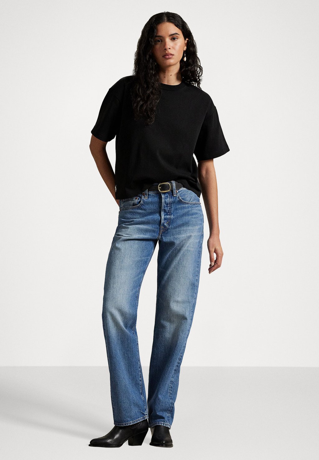 Базовая футболка RELAXED CROP FIT COTTON JERSEY TEE Polo Ralph Lauren, черный — фото 2