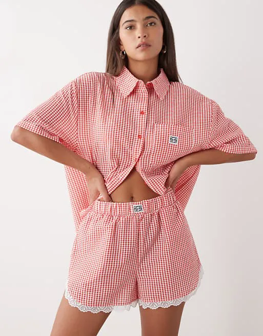 

Комбинированные шорты из жатого хлопка с кружевной отделкой Noisy May