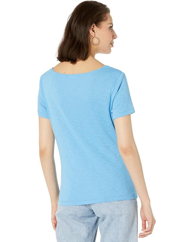 

Футболка NIC+ZOE Short Sleeve Knotted V Tee, цвет Blue Jewel