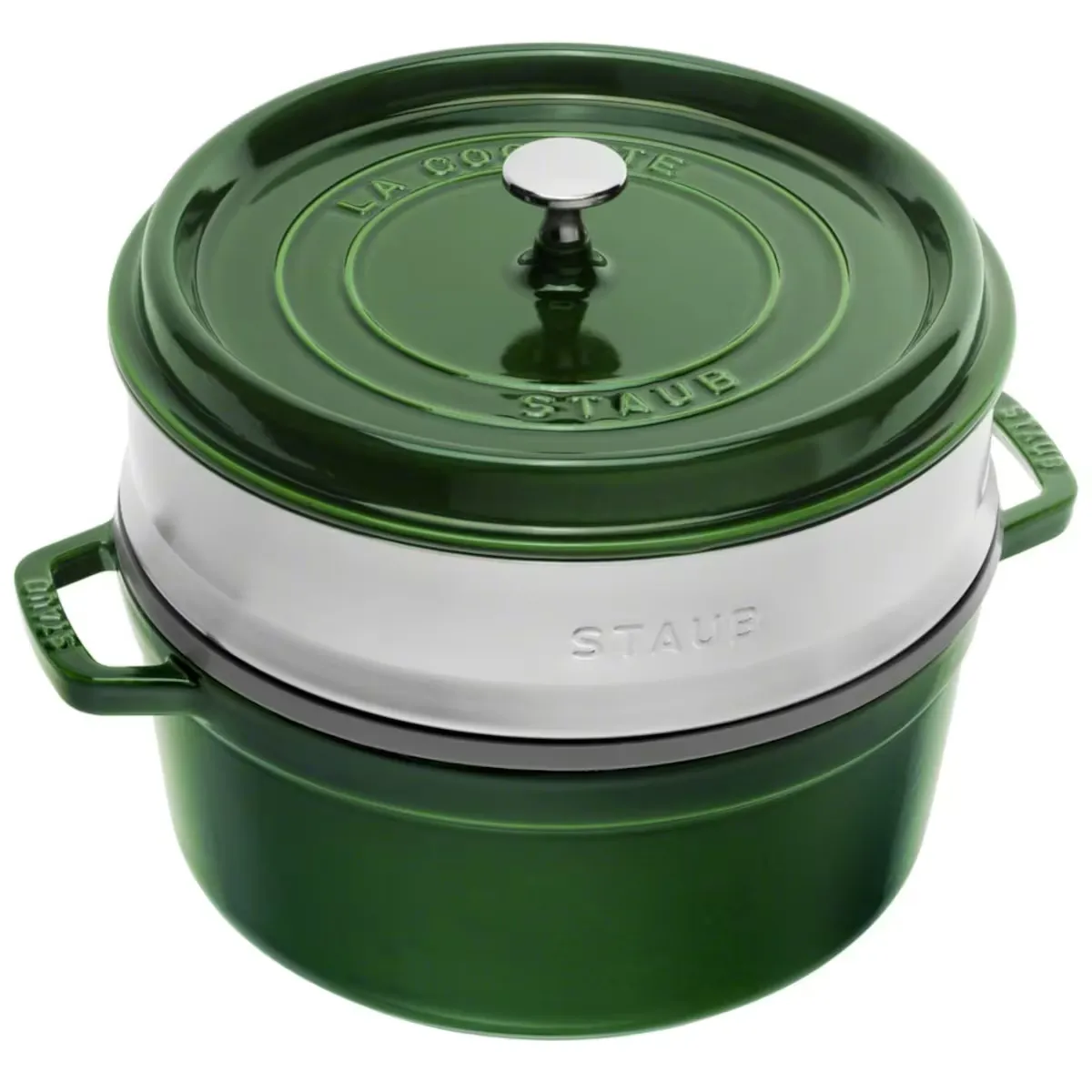 

Кокотница Staub круглая чугунная с пароваркой, зеленый