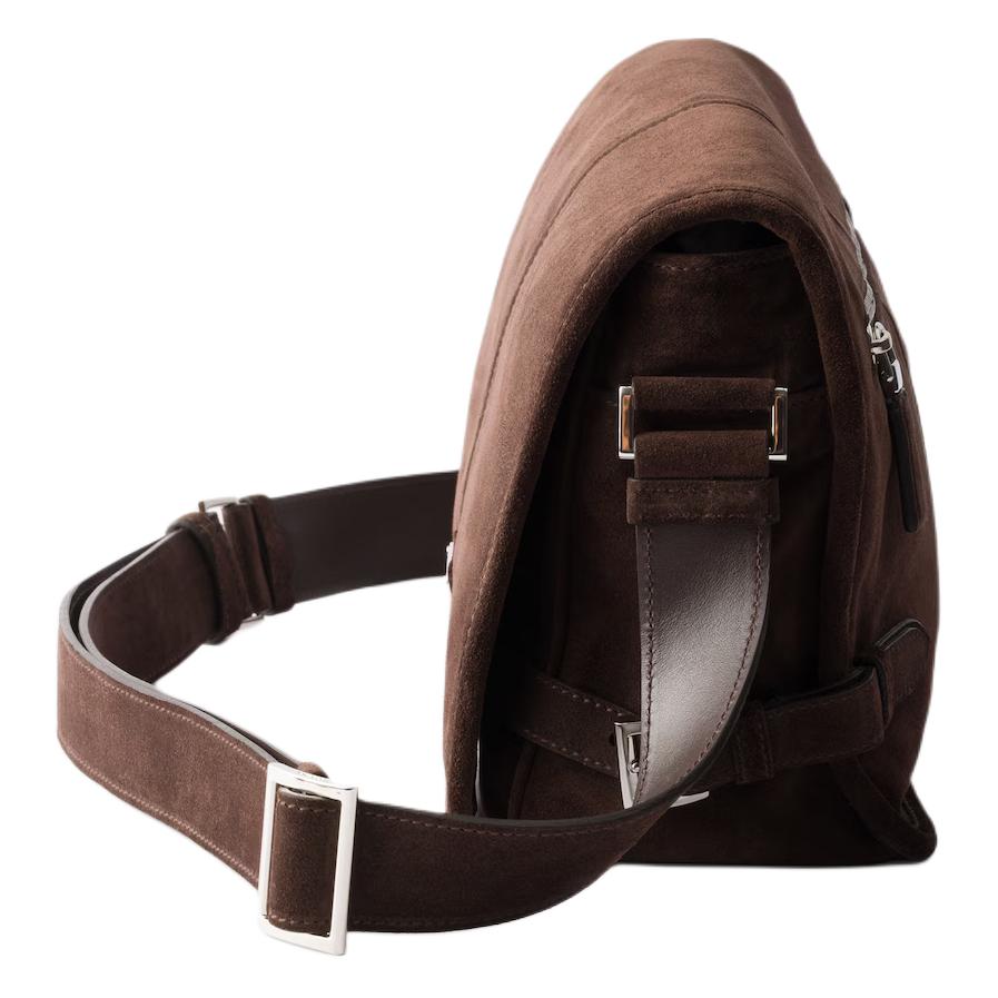PRADA Кожаная сумка через плечо мужская dark brown — фото 3