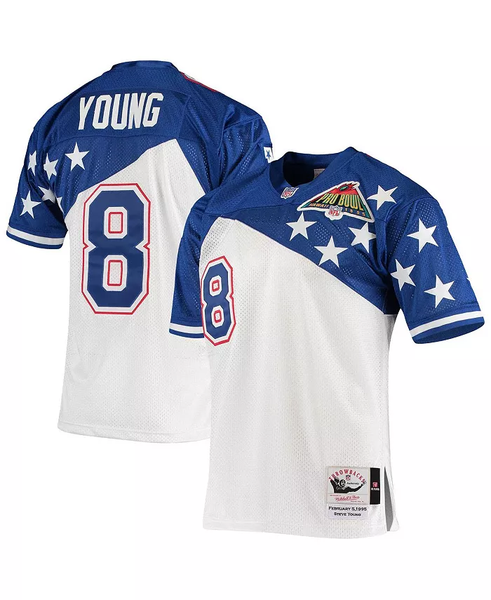 

Мужская аутентичная джерси Steve Young White, Blue NFC 1994 Pro Bowl Mitchell & Ness