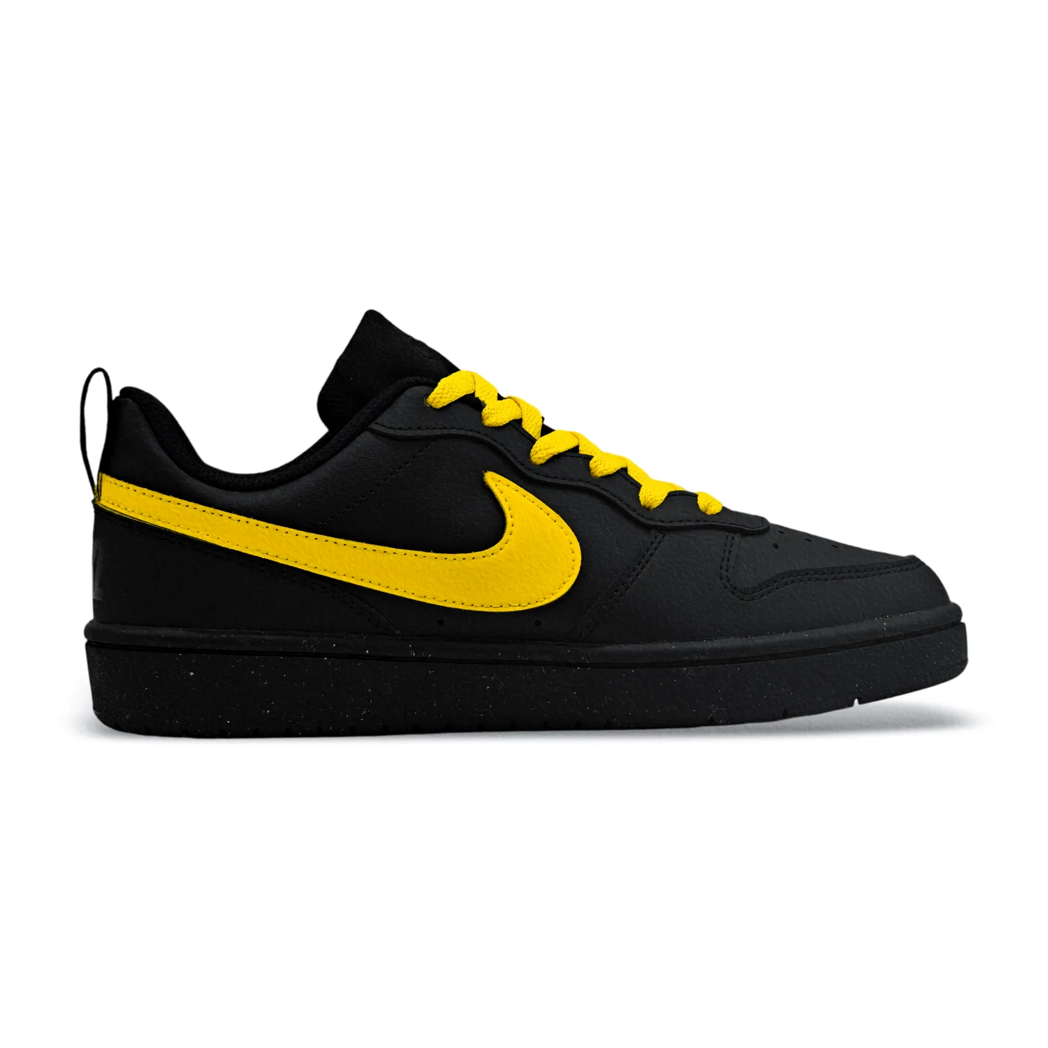 Nike Кроссовки для скейтбординга Court Borough Leather, Ink Splatter Lemon Yellow, устойчивые к истиранию и скольжению, черные — фото 3