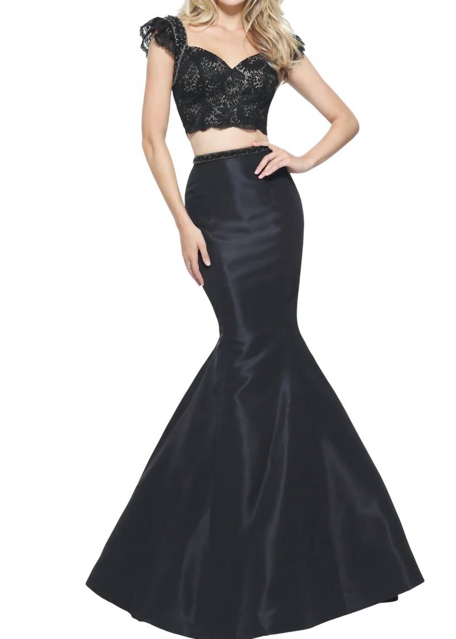 

Платье выпускного вечера из двух частей из тафты черного цвета Sherri Hill