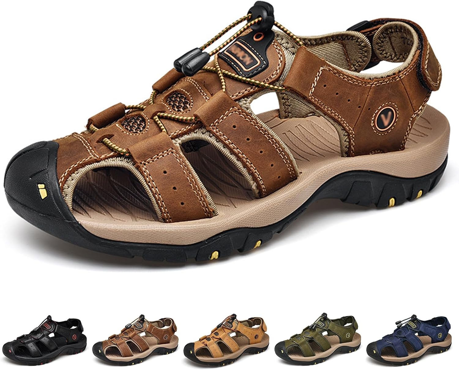 

Мужские кожаные сандалии, легкие, для активного отдыха и походов, с поддержкой свода стопы, спортивные пляжные водные обувь для ходьбы, треккинга и кемпинга Generic, коричневый