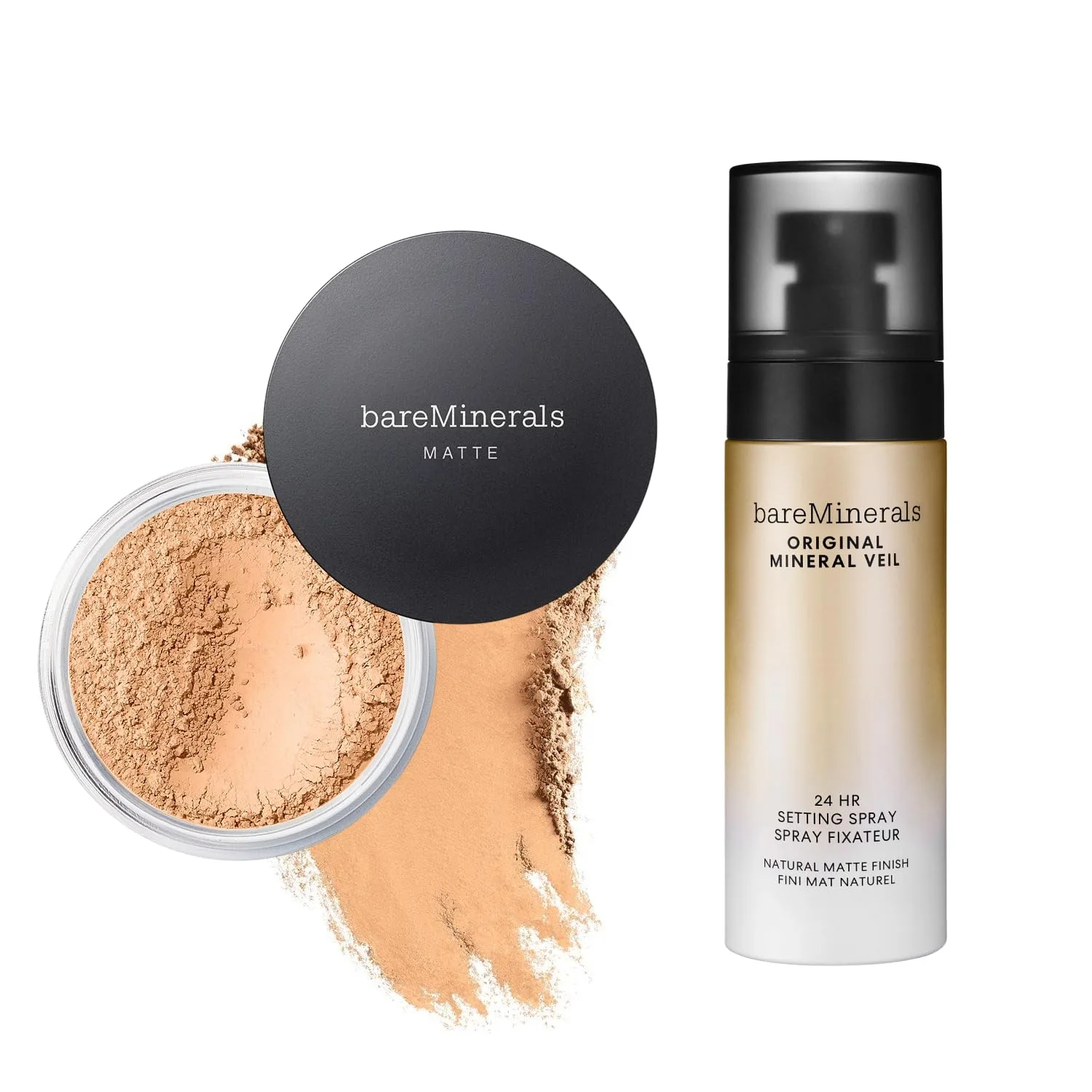 bareMinerals Original Matte Loose Powder Foundation SPF 15, минеральная пудра для лица, покрытие от легкого до полного, матирует, без талька, некомедогенно + Mineral Veil Natural Matte Setting Spray