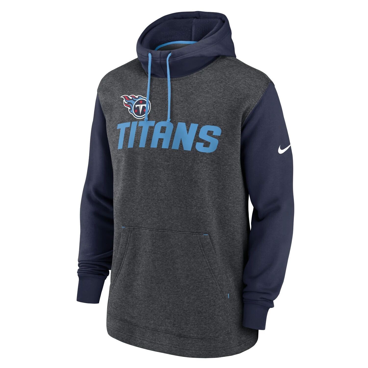 Мужской пуловер с капюшоном Nike Heathered Charcoal/темно-синий Tennessee Titans Surrey Legacy — фото 2