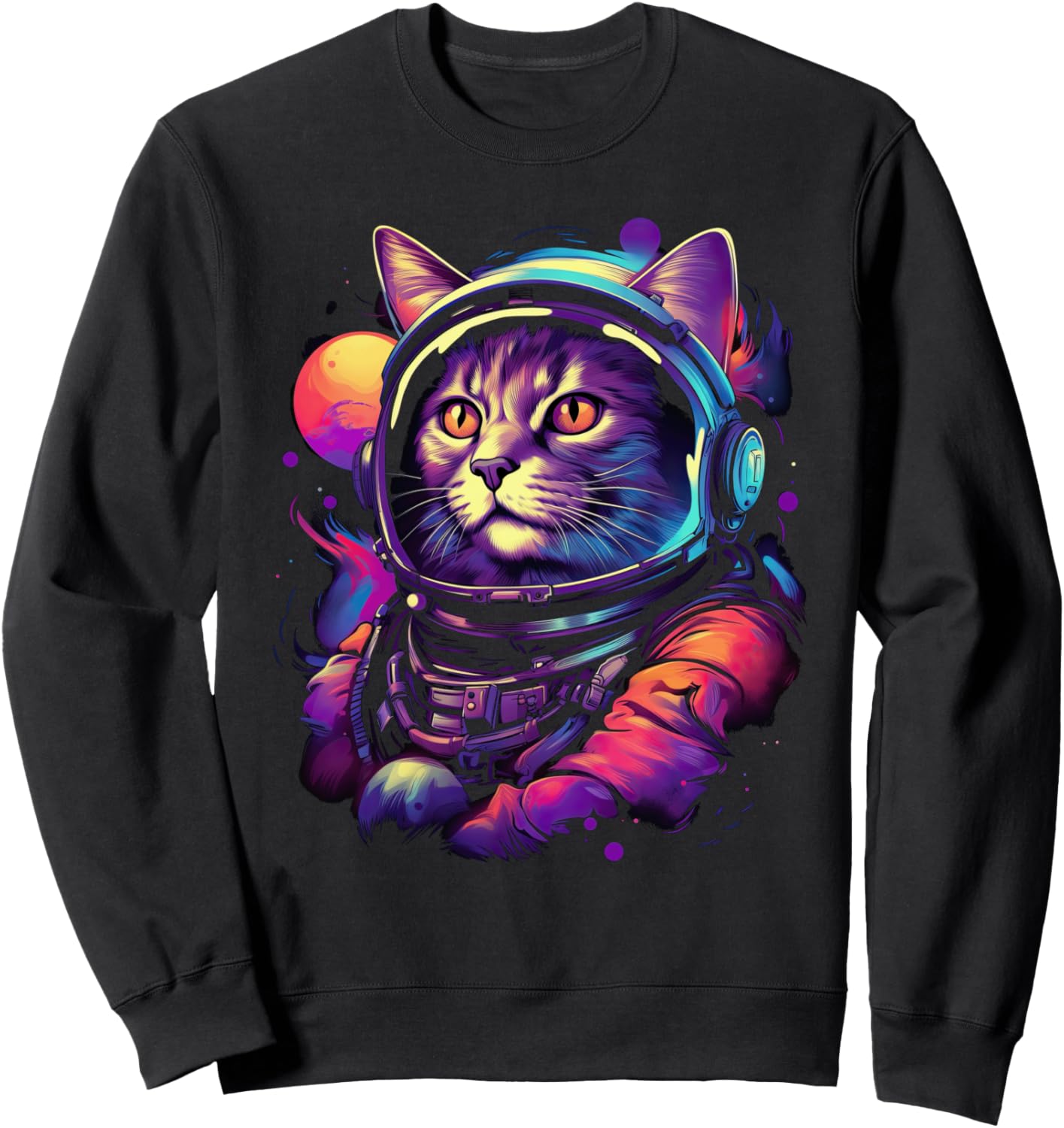

Толстовка с изображением котенка в стиле «Космос и галактика НЛО» и астрокробатическим рисунком Astrokitty For Cat And Space Fans, черный