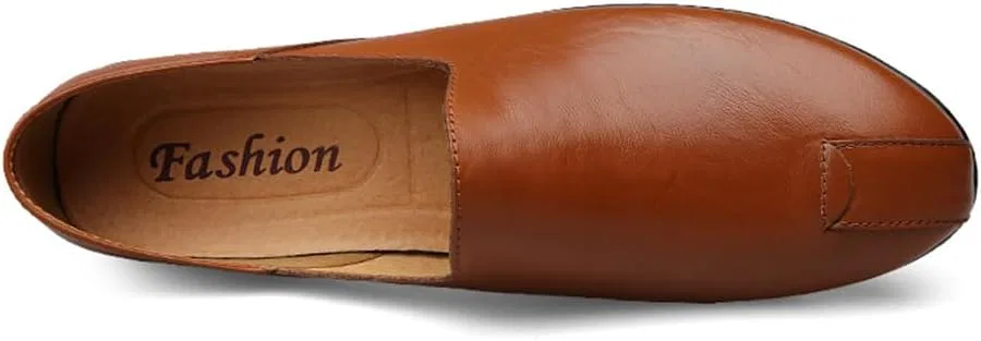 Мокасины кожаные мужские Penny Loafers Moccasin Driving Shoes, красно-коричневый Abborora — фото 4