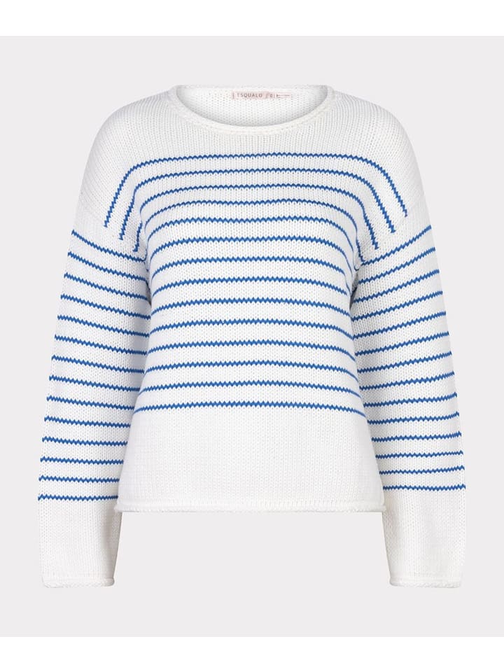 

Пуловер Esqualo Strickpullover Gestreift, цвет Weiß/Blau