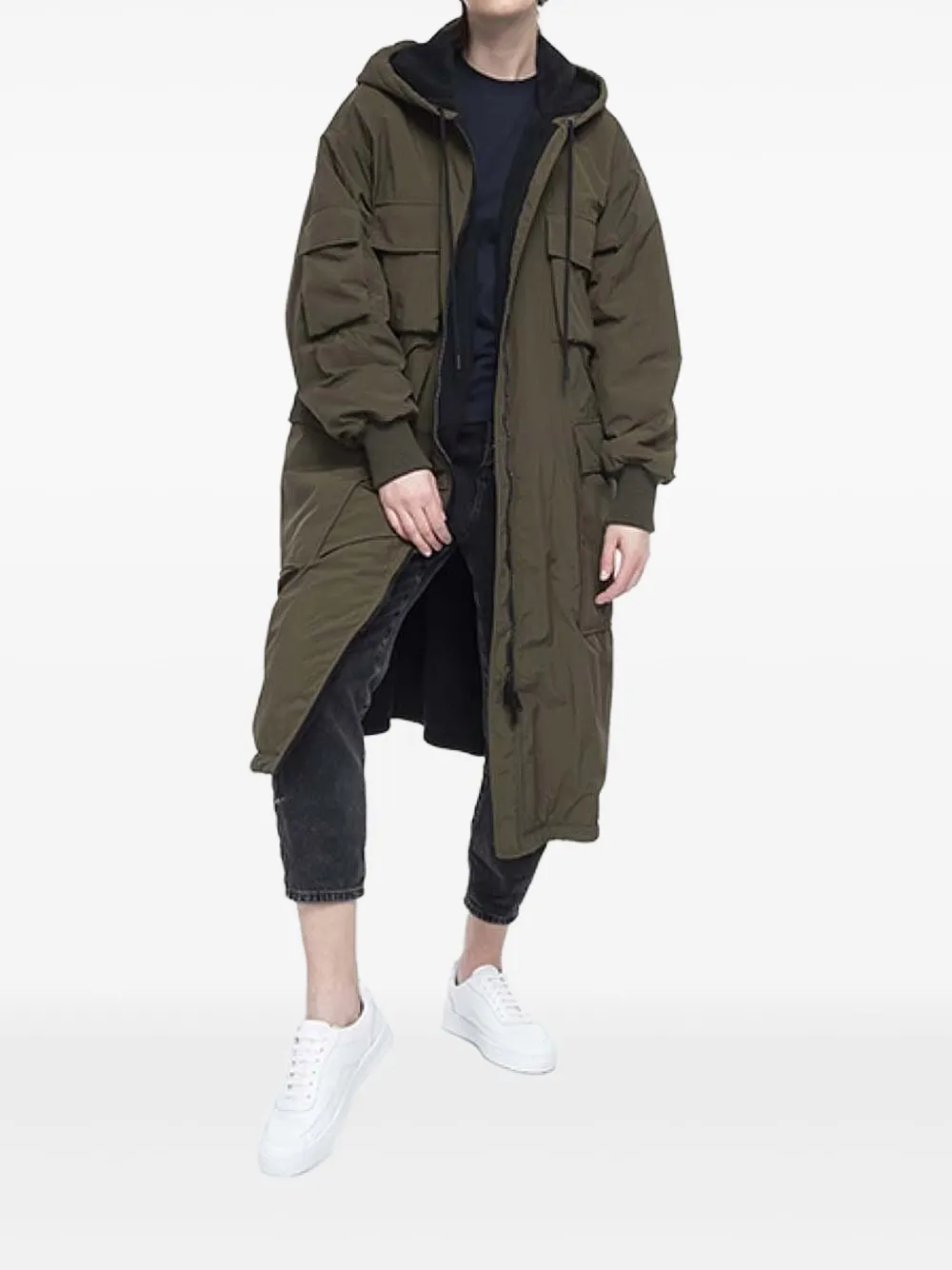 

Пальто с вышитым логотипом и капюшоном Iceberg, зеленый