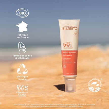 Солнцезащитный спрей Laboratoires De Biarritz SPF 50+, сертифицированный органический. Laboratoire De Biarritz — фото 3