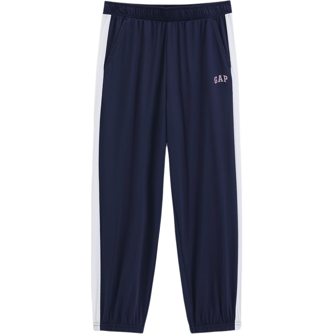 

Умеренные брюки с логотипом и цветными блоками, с сетчатыми вставками и шнурком, повседневные летние детские GAP, синий