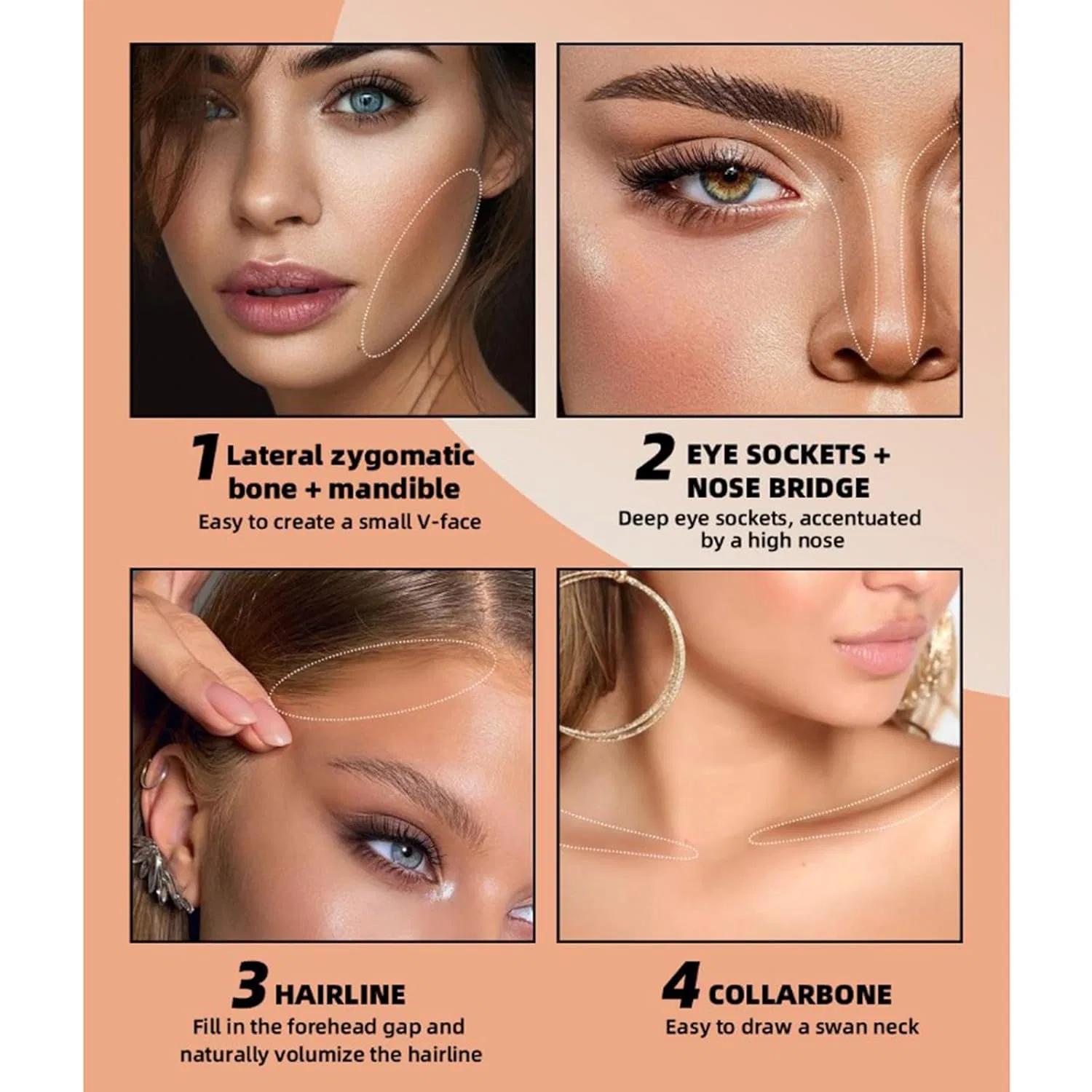 Матовая палетка для контуринга «Matte Contour Multi Palette» от Joyeee с кистью Joyeee, 16 Colors Contour Makeup Palette — фото 4