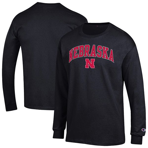 

Мужская черная футболка с длинным рукавом nebraska huskers arch over logo 2-hit Champion