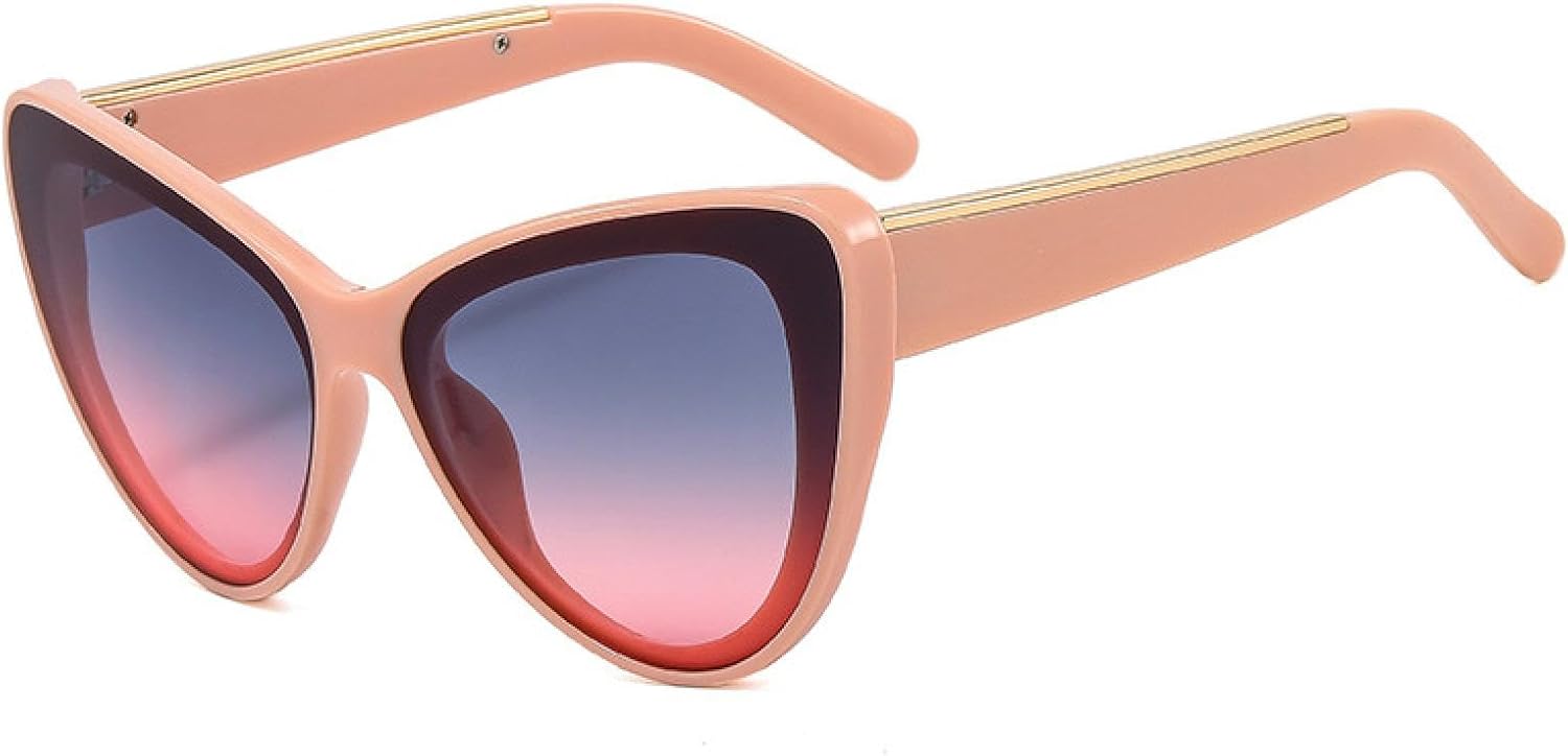 

Модные солнцезащитные очки большого размера «кошачий глаз» для женщин, ретро-стиль с металлическим декором, трендовые солнцезащитные очки для мужчин с градиентным покрытием, защита от УФ-излучения UV400 WNCKSQ, Pink Gray Pink