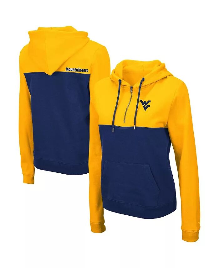 

Женская толстовка с капюшоном Aidan Half-Zip Gold, Navy West Virginia Mountaineers Colosseum