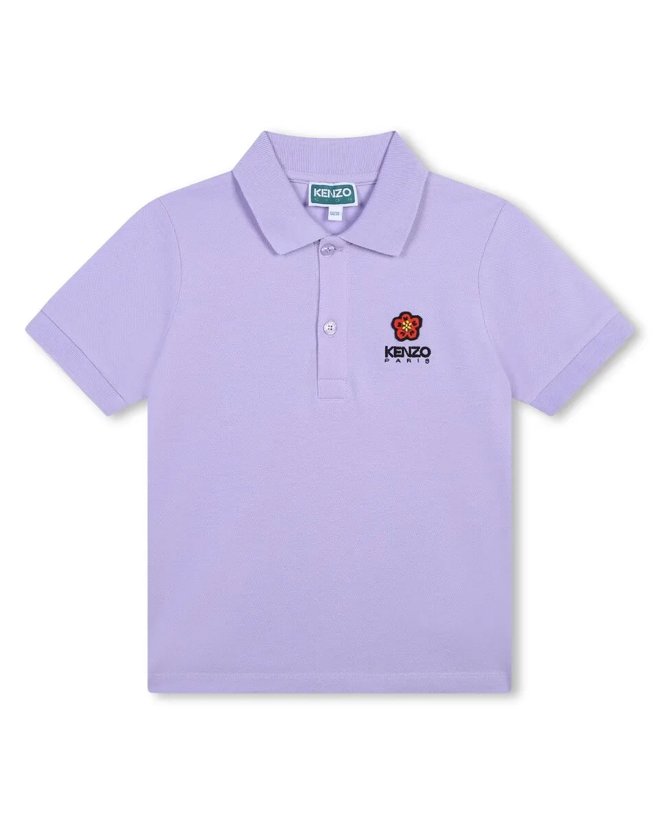 

Рубашка поло с короткими рукавами из 100% хлопка Kenzo Kids, цвет Lila
