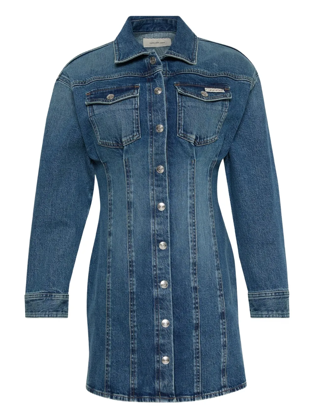 

Платье мини на пуговицах Calvin Klein Jeans, синий