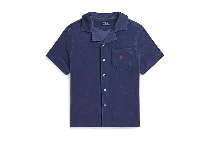 Футболка с воротником из махровой ткани Terry Camp Shirt Polo Ralph Lauren Kids, Light Navy
