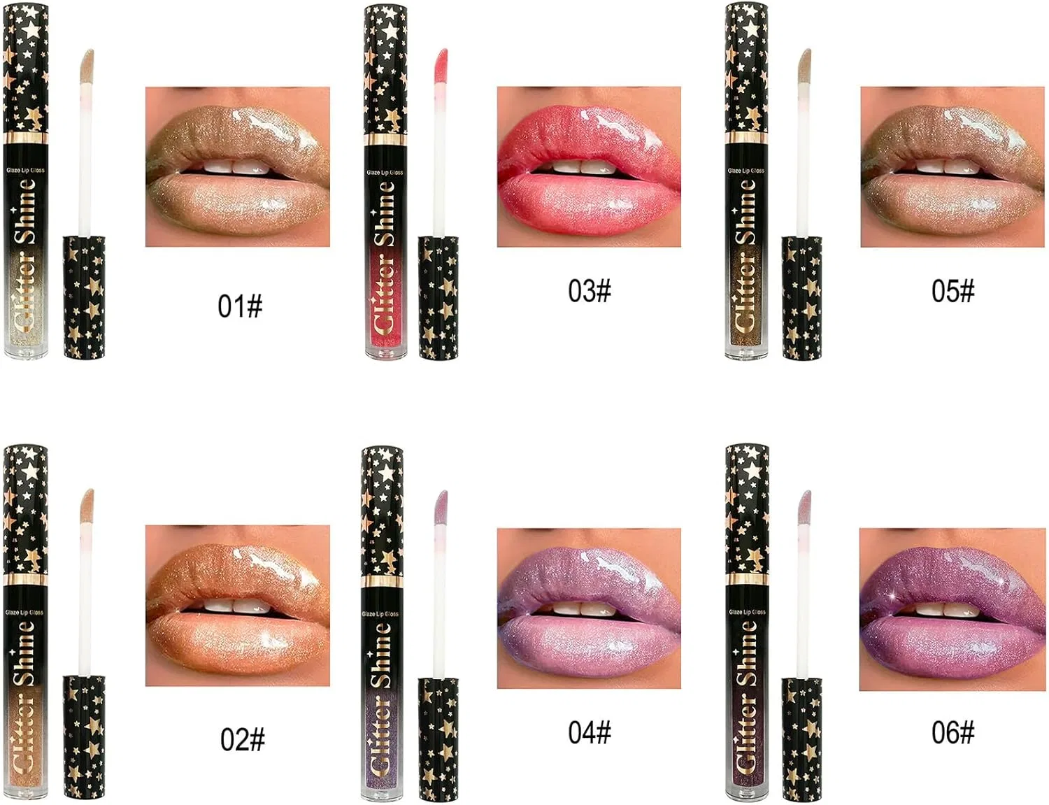 Блеск для губ Glitter Lip Gloss, 6 цветов, 2.5 мл — фото 4
