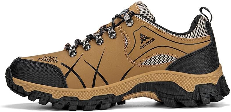 

Мужские походные кроссовки низкие - треккинговые кроссовки на осень и зиму с противоскользящей подошвой, долговечным сцеплением и шнуровкой, спортивная повседневная обувь Qacksv, коричневый