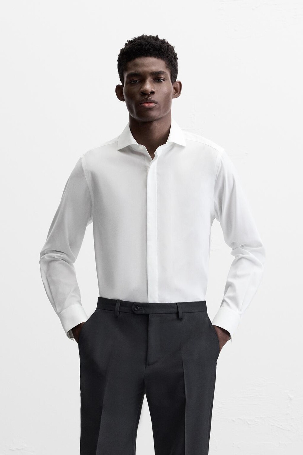 

Рубашка из тепла облегающего кроя ZARA, белый