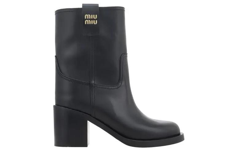MIU MIU Черные женские ботинки на каблуке 7,5 см — фото 4