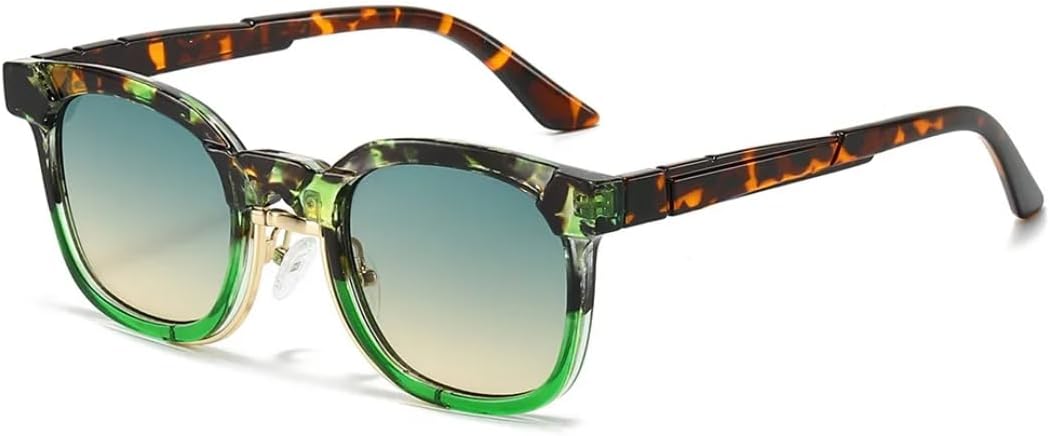 

Модные квадратные солнцезащитные очки для женщин и мужчин, градиентные круглые очки в стиле ретро с заклепками, роскошные, с защитой от УФ-излучения UV400 UATXTAU, Green