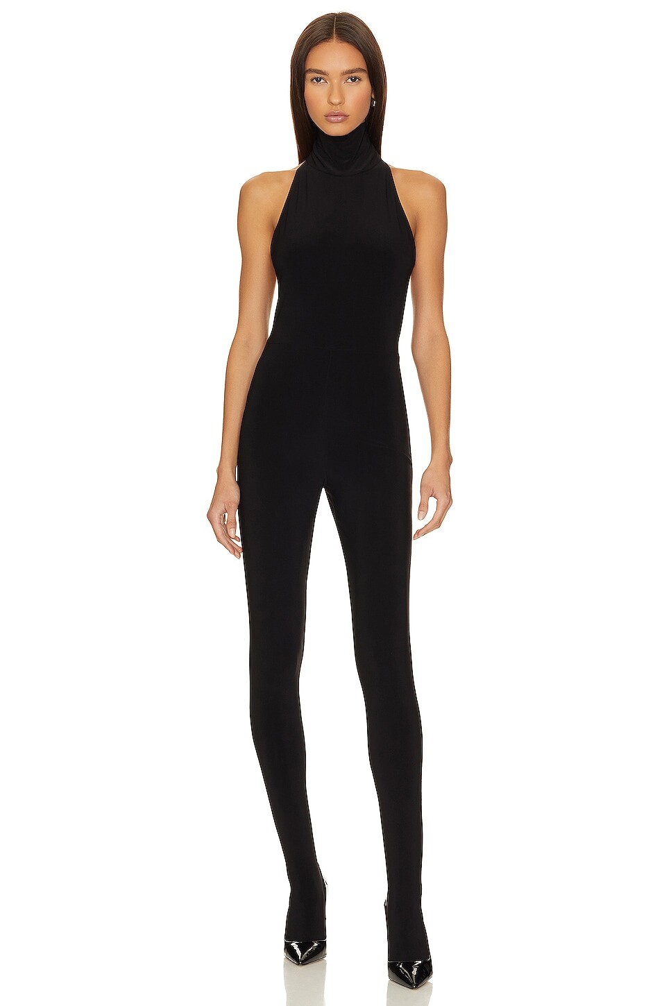 

Комбинезон Norma Kamali X Revolve Halter Turtle Catsuit With Footsie, черный