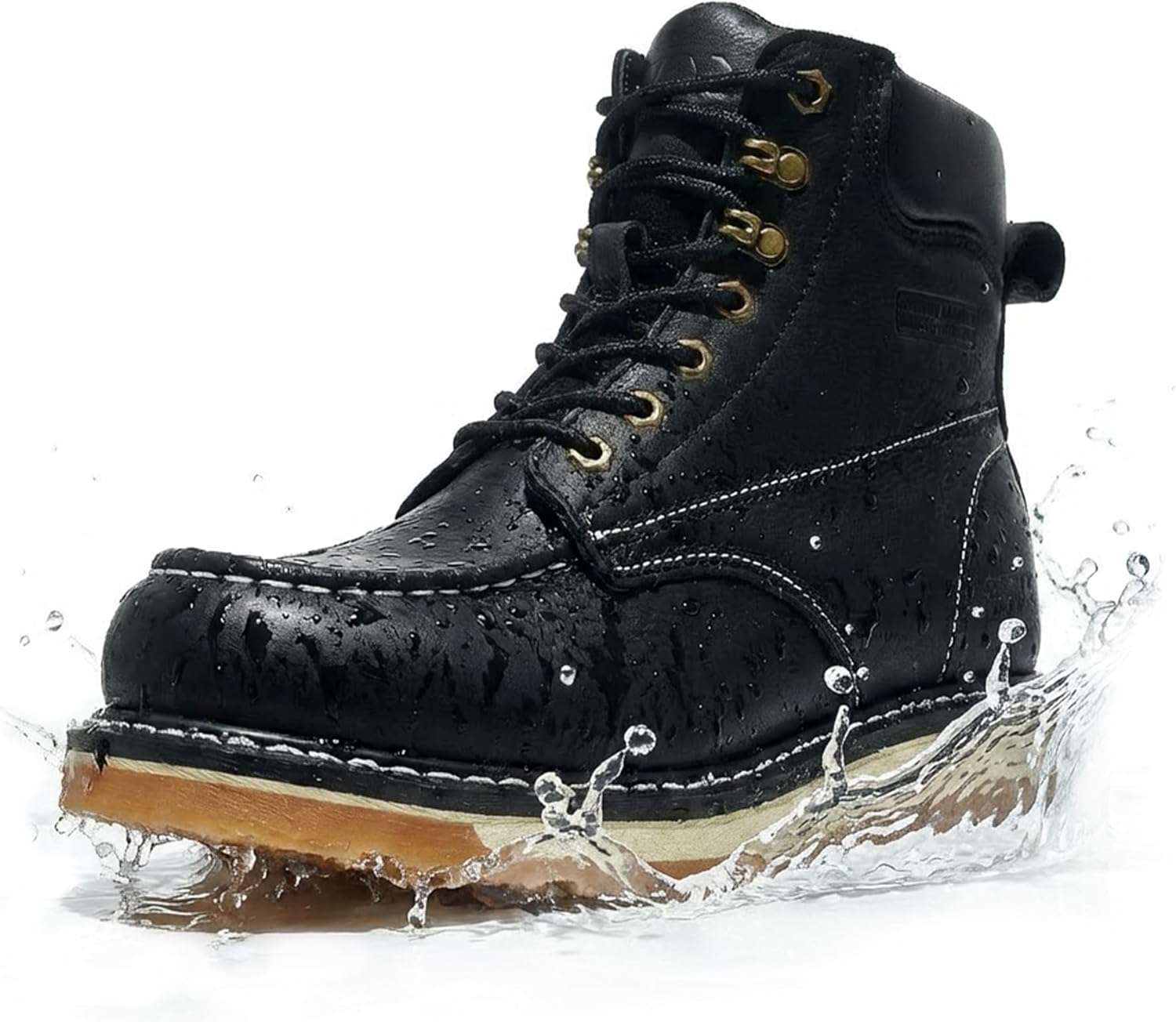 

Ботинки SAFETY LOONG с мягким/стальным носком для мужчин, водонепроницаемые, удобные, из цельной кожи, с нескользящей подошвой на клиновидном каблуке, высота 15 см, черный